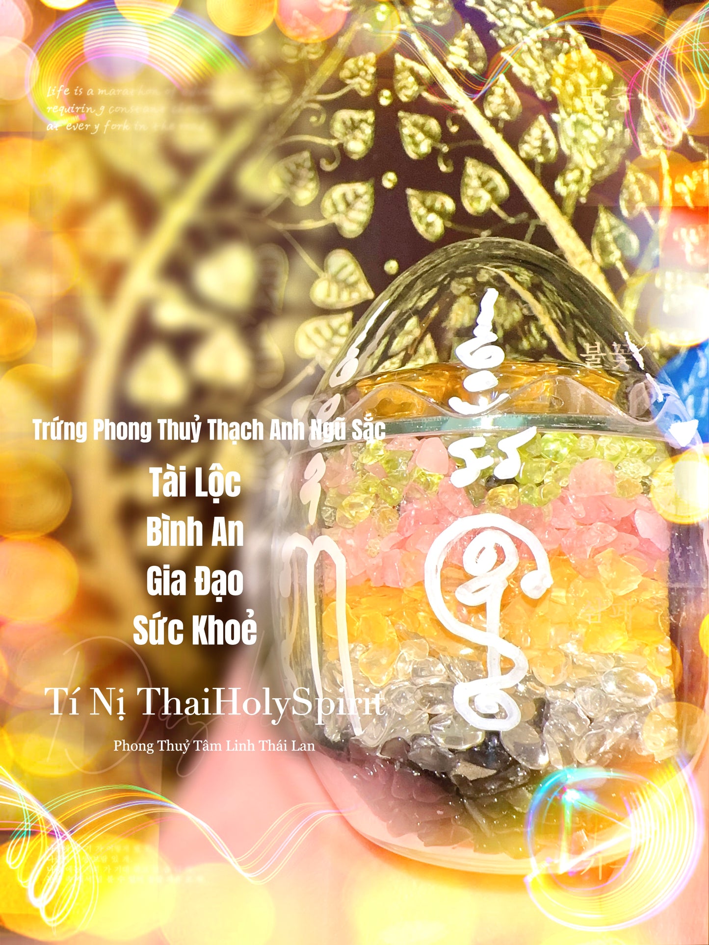 Trứng Phong Thuỷ Đá Ngũ Sắc
