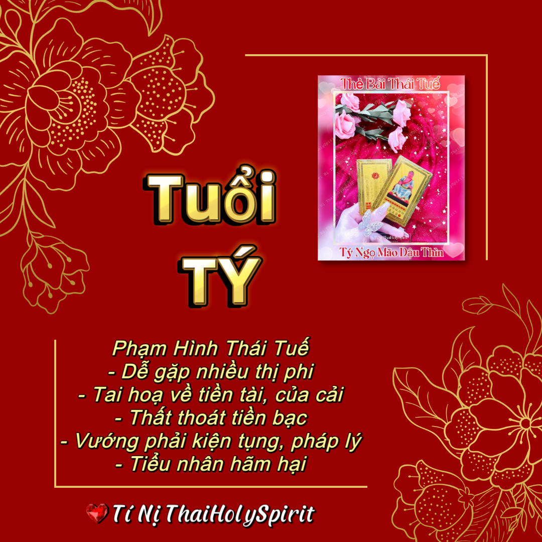 Thẻ bài thái tuế (2023) Tý Ngọ Mão Dậu Thìn