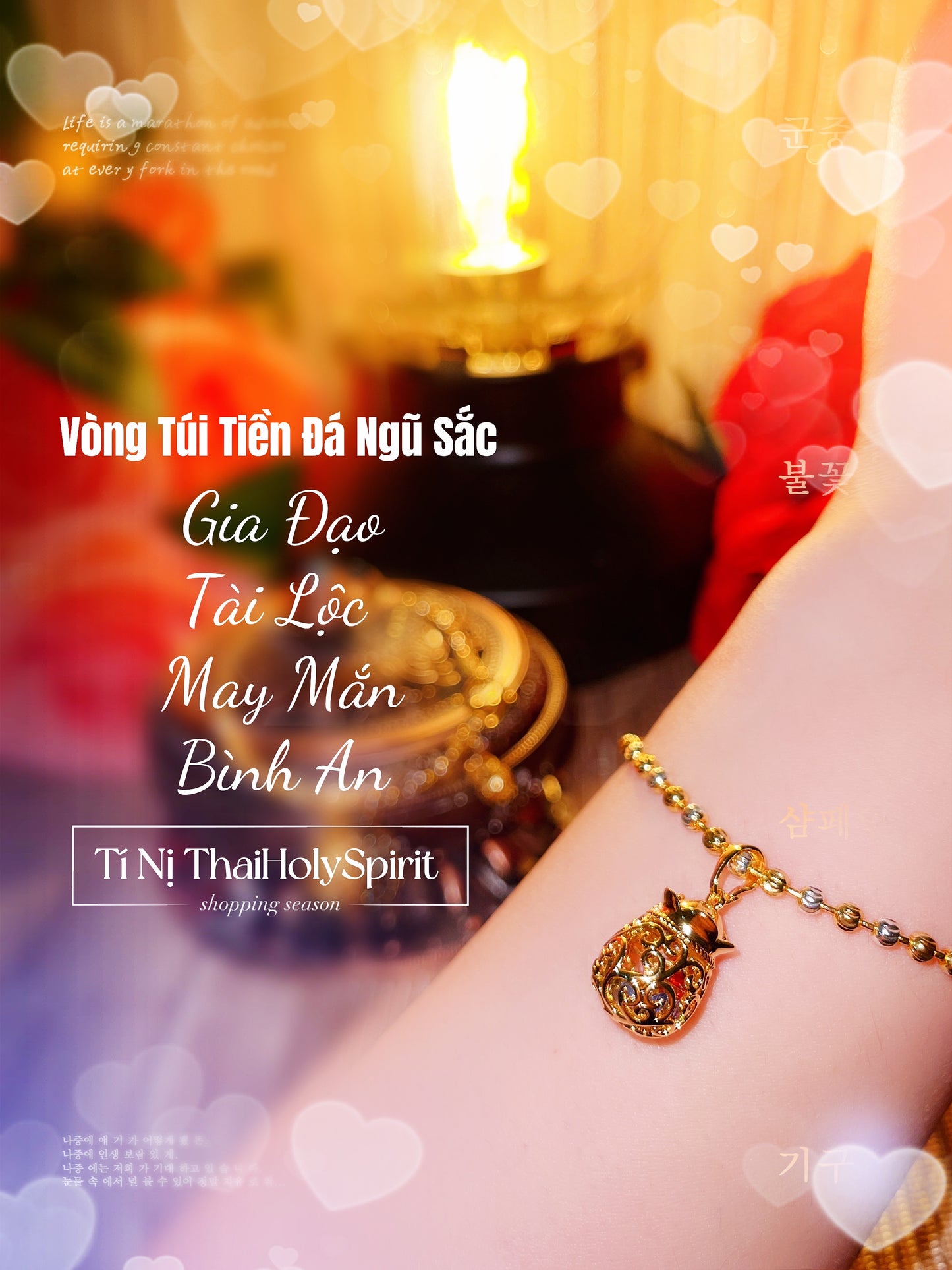 Vòng Túi Tiền Đá Ngũ Sắc